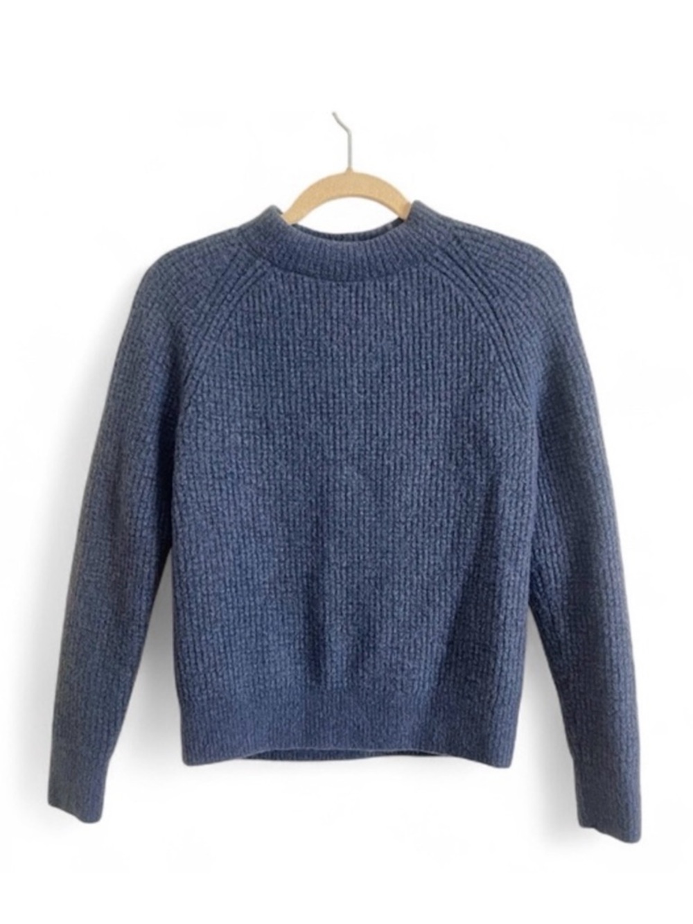 Banana Republic Aire Waffle Knit Sweater Pullover Wool Blend Blue Size Small